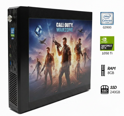 1050 Ti + 8gb Ram + Intel Celeron + SSD 240GB + COD Warzone case