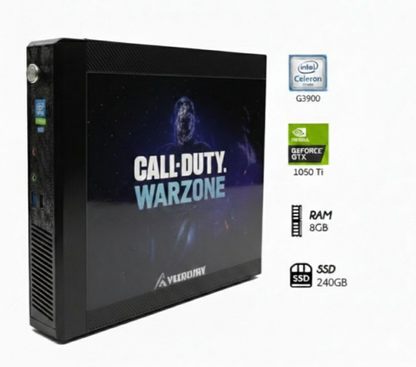 1050 Ti + 8gb Ram + Intel Celeron + SSD 240GB + Warzone case